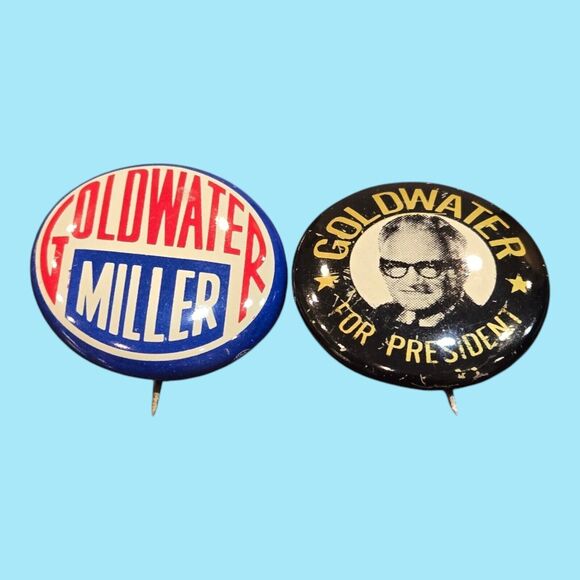 1964 Barry Goldwater & William E. Miller Presidential Campaign Pinback Buttons - Picture 2 of 7